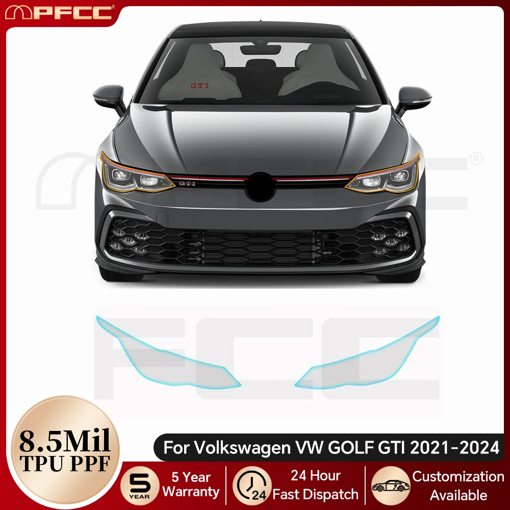 

For Volkswagen GOLF GTI 2021-2024 Car Headlight Rearview Film B Pillar TPU Protection Film Pre-cut PPF Clear Bra Anti-scratch