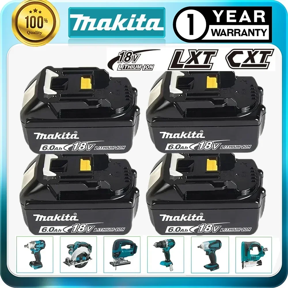 

NEW Makita 18V 6000mAh Rechargeable Power Tools Battery with LED Li-ion Replacement LXT BL1860B BL1860 BL1850+3A Charger