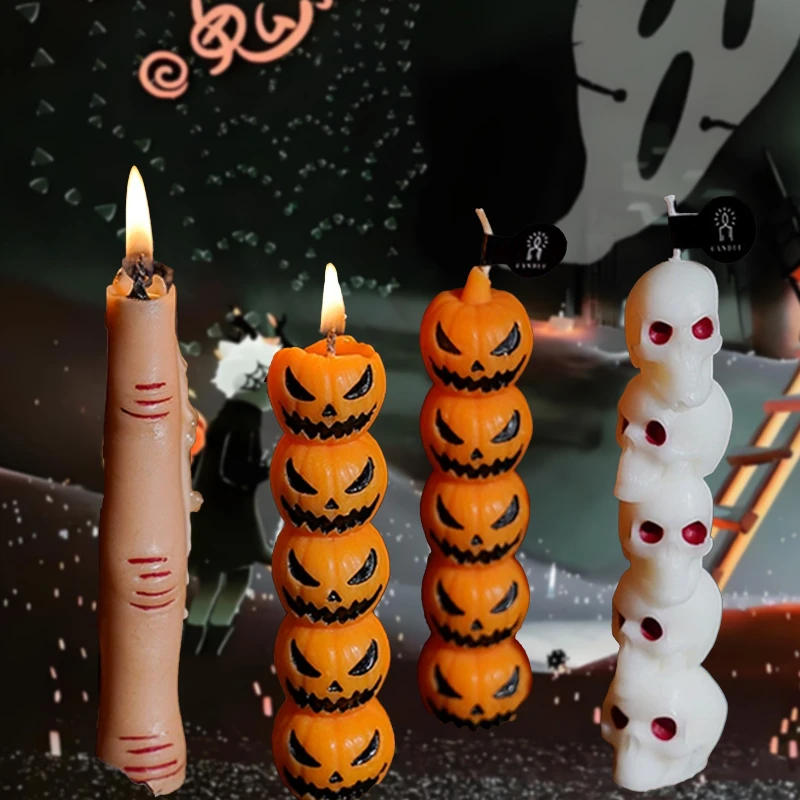 

Набор свечей для ароматерапии на Хэллоуин: череп + тыква + костяные пальцы, набор украшений для дома ужасов, ограниченный выпуск, подарок