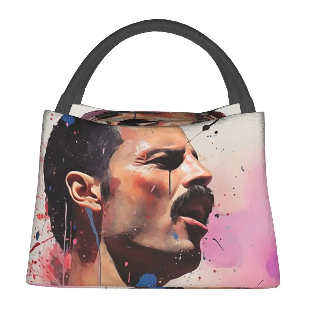 Freddie Mercury Looking At Where Lunch Bags Insulated Bento Box Lunch Tote Picnic Bags Thermal Bag for Woman Student Office