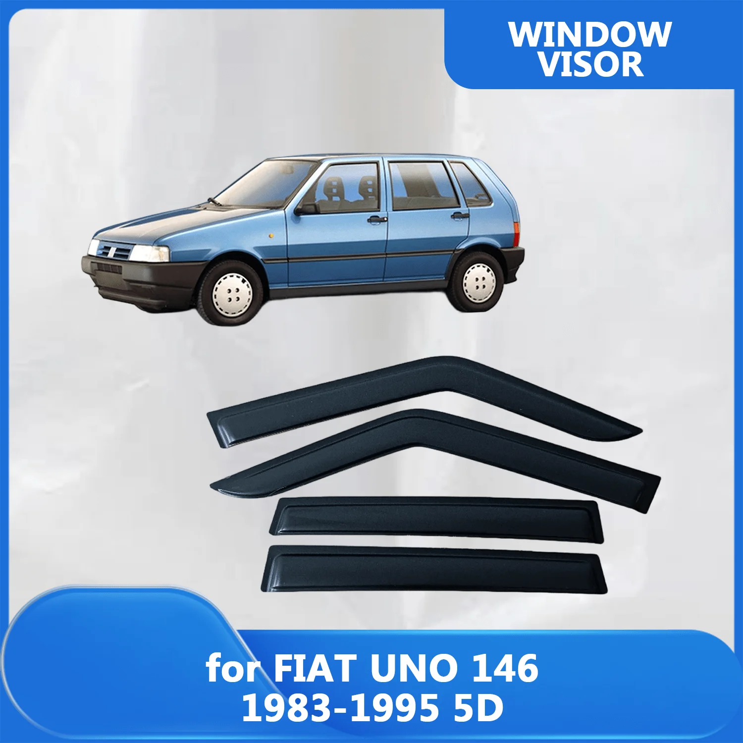 

Window Visor for FIAT UNO 146 1983 1984 1985 1986 1987 1988 1989 1990 1991 1992 1993 1994 1995 5D Wind Deflectors Rain Guards