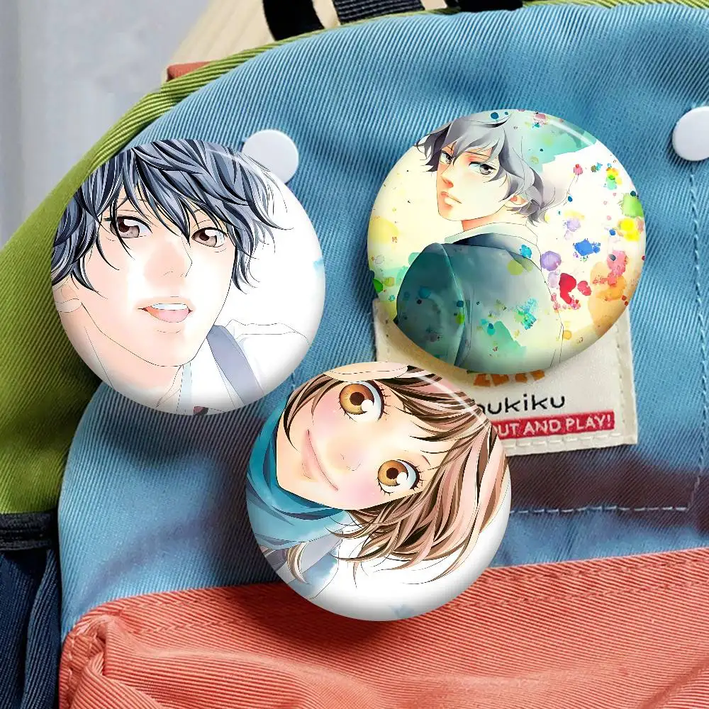 Ao Haru Ride Anime Classic Movie 58mm Cute Anime Figure Icon Badge Handmade Tinplate Brooch For Backpack Clothes Chest Ornament