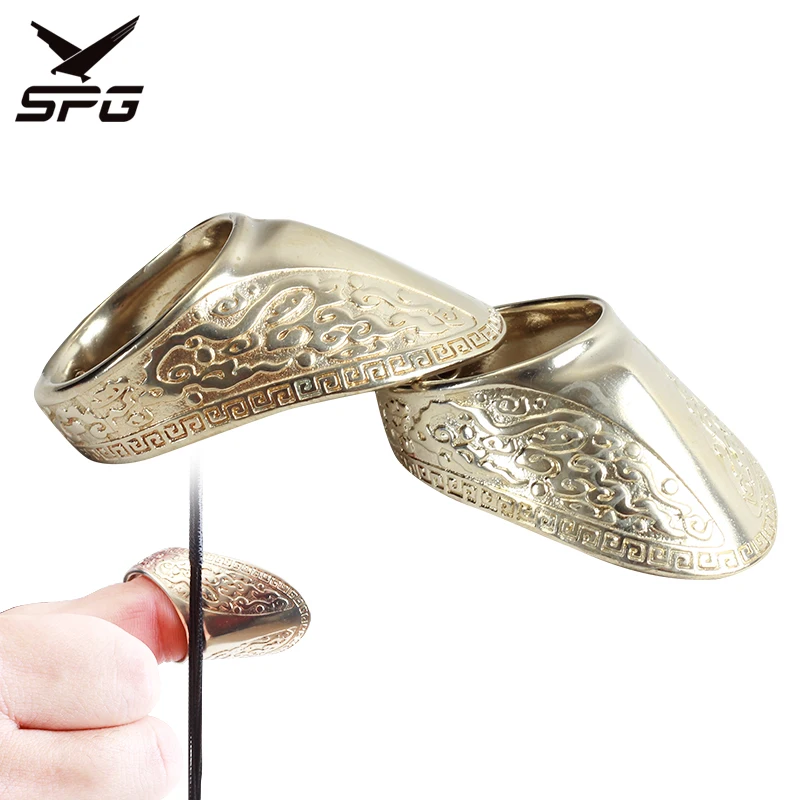 Traditional Thumb Ring Sliver Finger Guard LongBow Recurve Hunting Bow And Arrow Mongolia Archery Hook Protector Gear Equipment