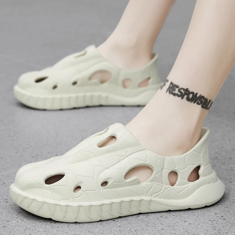 

2025 г. Мужская летняя обувь, тапочки, садовые сабо, сандалии на плоской подошве, пляжные туфли на плоской подошве, легкие шлепанцы из ЭВА, обувь с отверстиями, домашняя уличная мужская обувь для воды