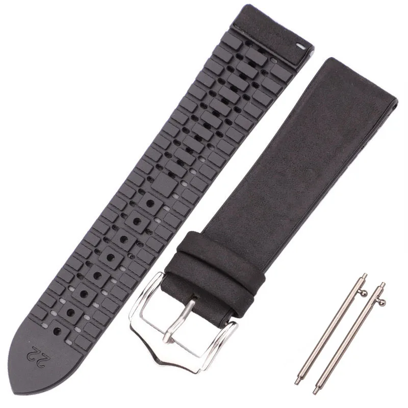 DUTRIEUX Echtes Leder Uhr Band Armband Männer Frauen 10 Farben Gummi Wasserdicht Atmungsaktiv Armband 18mm 20mm 22mm Strap zubehör 7