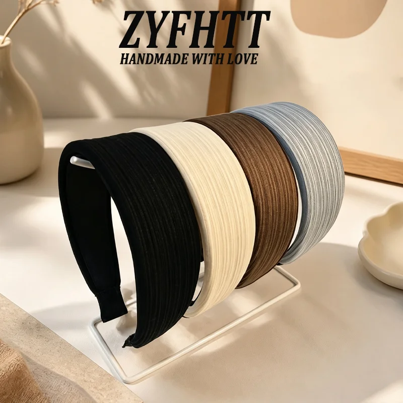 ZYFHTT Bandeau en éponge épaisse à bord large de couleur unie pour femmes, style coréen, pour le lavage du visage, élégant et tendance pour filles