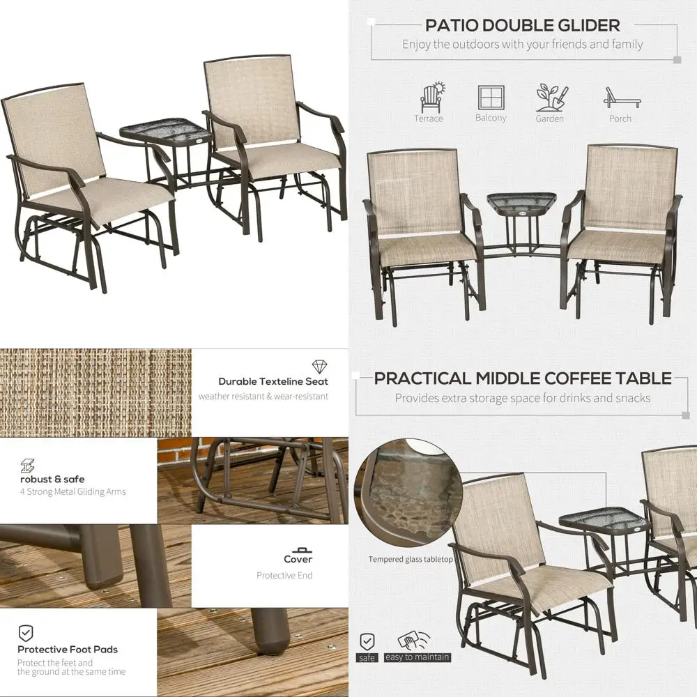 

2-местное кресло-качалка на открытом воздухе, двухместное кресло-качалка с дышащим слингом для патио на заднем дворе