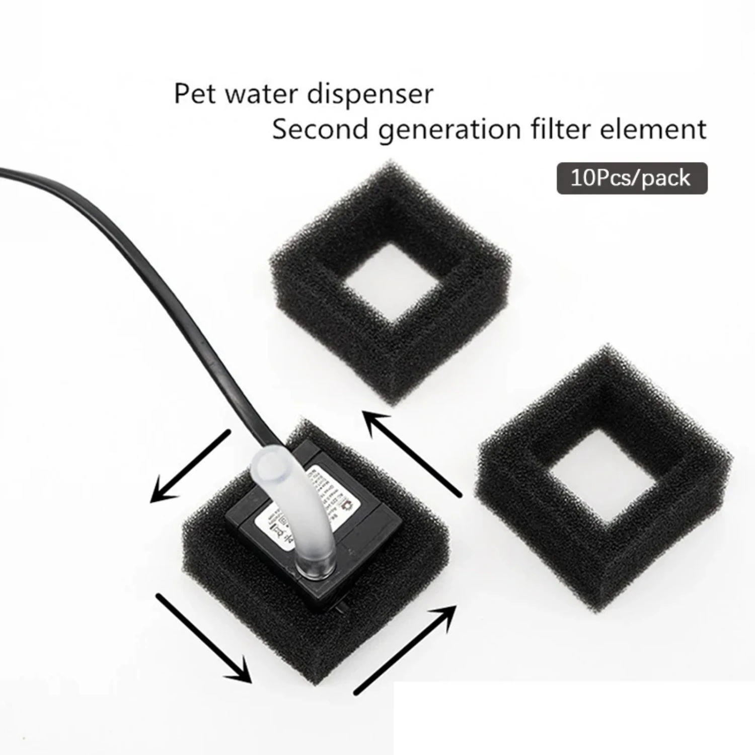 Experience the Fantastic Pack of 10 Durable Black Sponge Filters for Pet Water Fountains - Ensure Your Furry Friends Stay Happy 