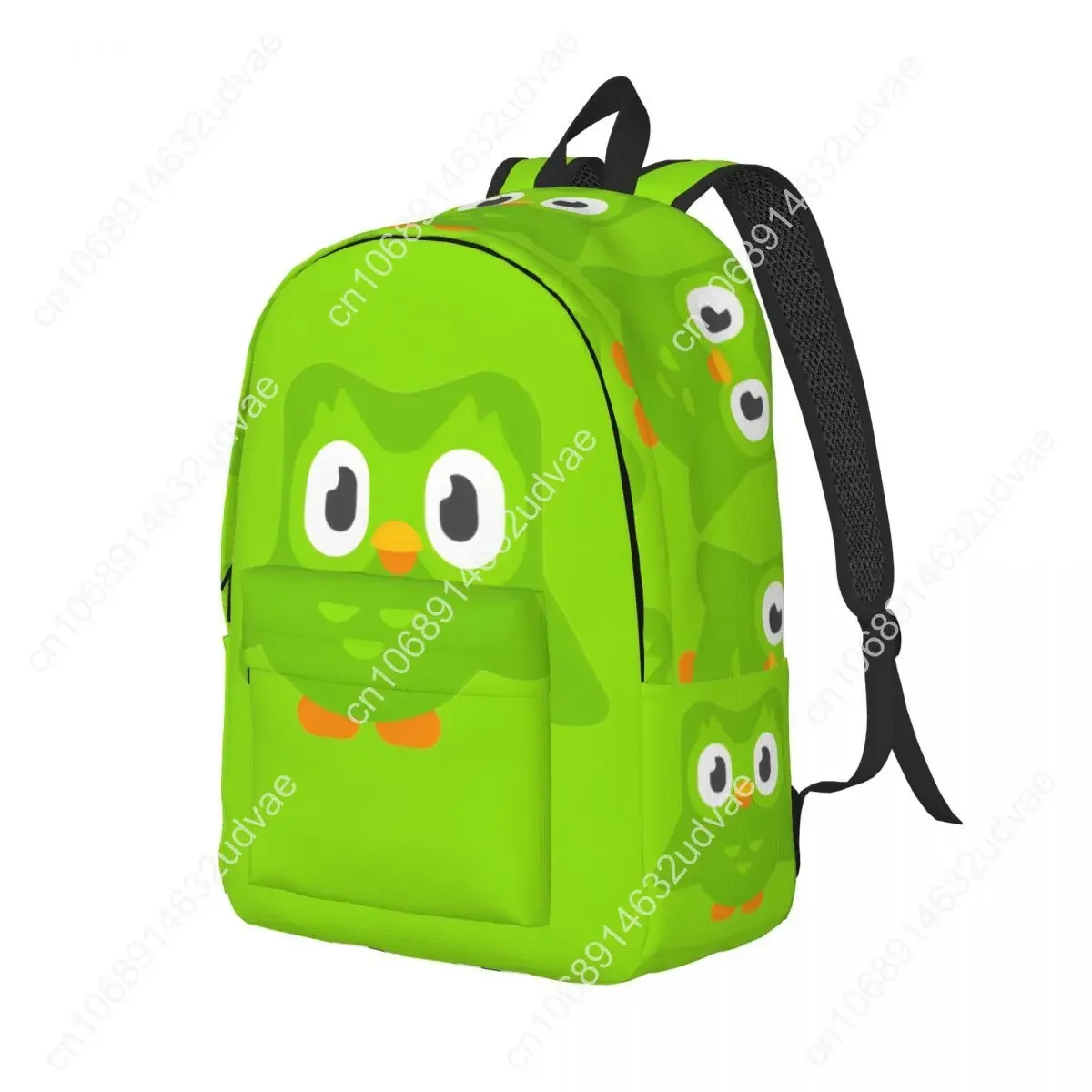 Duolingo Fashion Backpack Sports High School Business Cute Cartoon Owl Daypack for Men Women College Canvas Bags