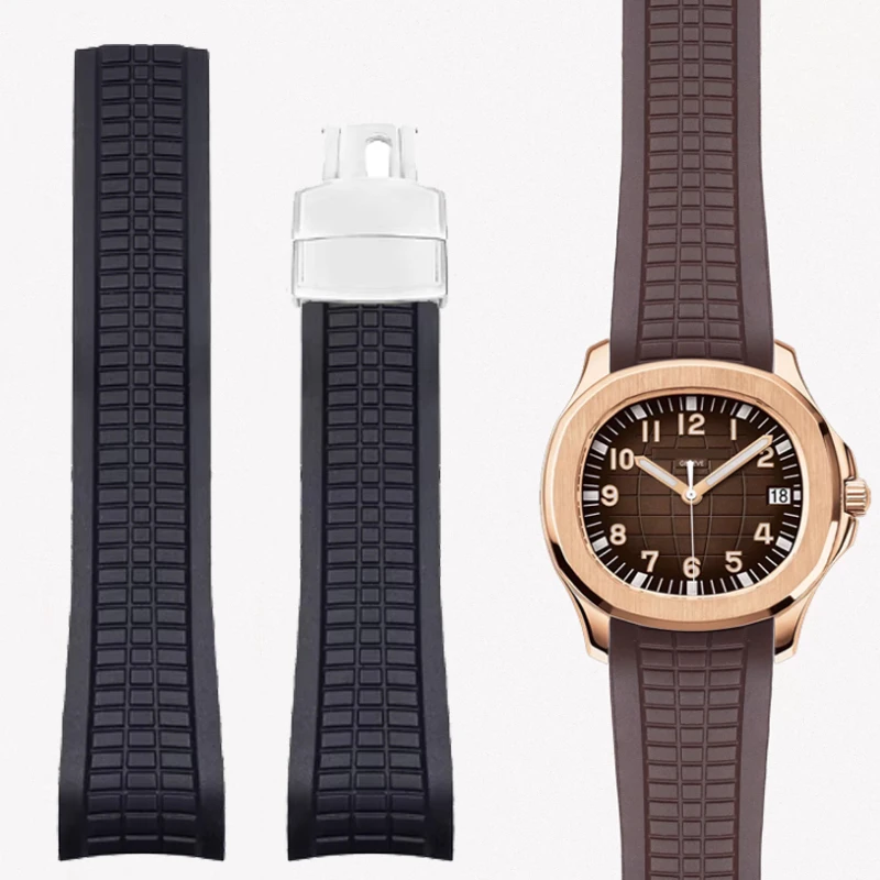 Men's Colorful Silicone Rubber Watchband For Patek Watch Strap for Aquanaut Philippe Series 5164a 5167a Butterfly Buckle 21mm