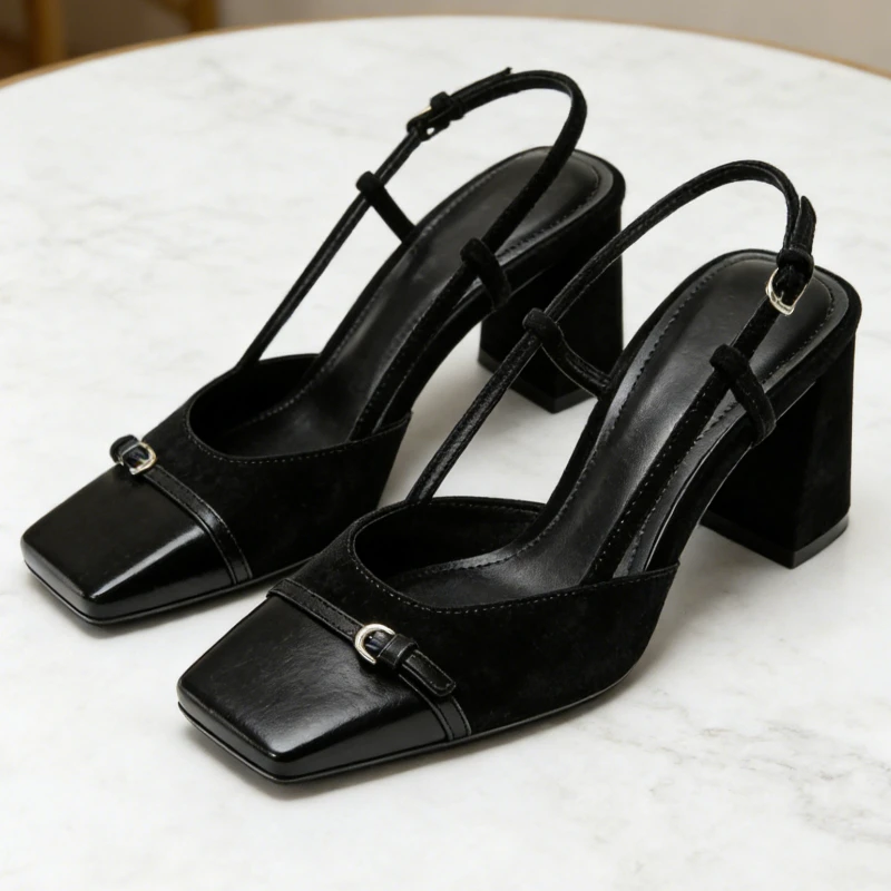 

Женские туфли-лодочки на массивном каблуке с леопардовым принтом, летние, 2026, с квадратным носком, с вырезами и пряжкой, для вечеринок, элегантные туфли на высоком каблуке