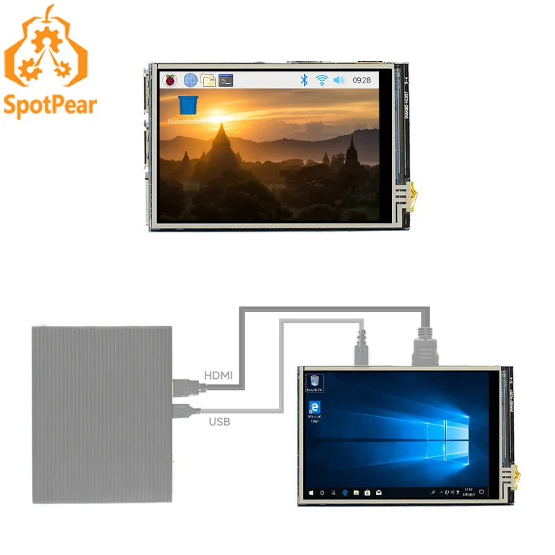 

Raspberry Pi 3.5inch HDMI LCD IPS Resistive Touch Screen Display 480×320 Resolution