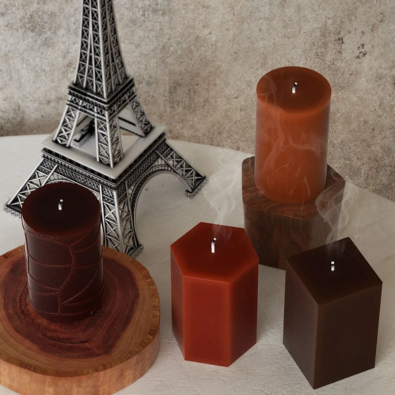 4 Styles Geometric Candle Epoxy Resin Mold DIY 3D Hexagonal Cylindrical Soap Candle Mould for Holiday Party Home Decoration