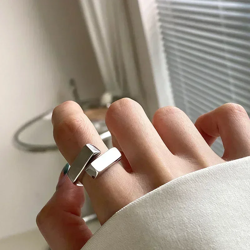 Anillo de Plata de Ley 925 único para mujer, joyería de moda, anillo abierto Vintage hecho a mano, anillo hipoalergénico para mujer