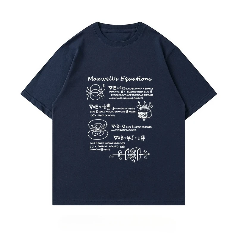 The Latest 2025 Magnetic Formula Pattern Printed Fashionable Casual Short-sleeved Men's and Women's Loose Street Top