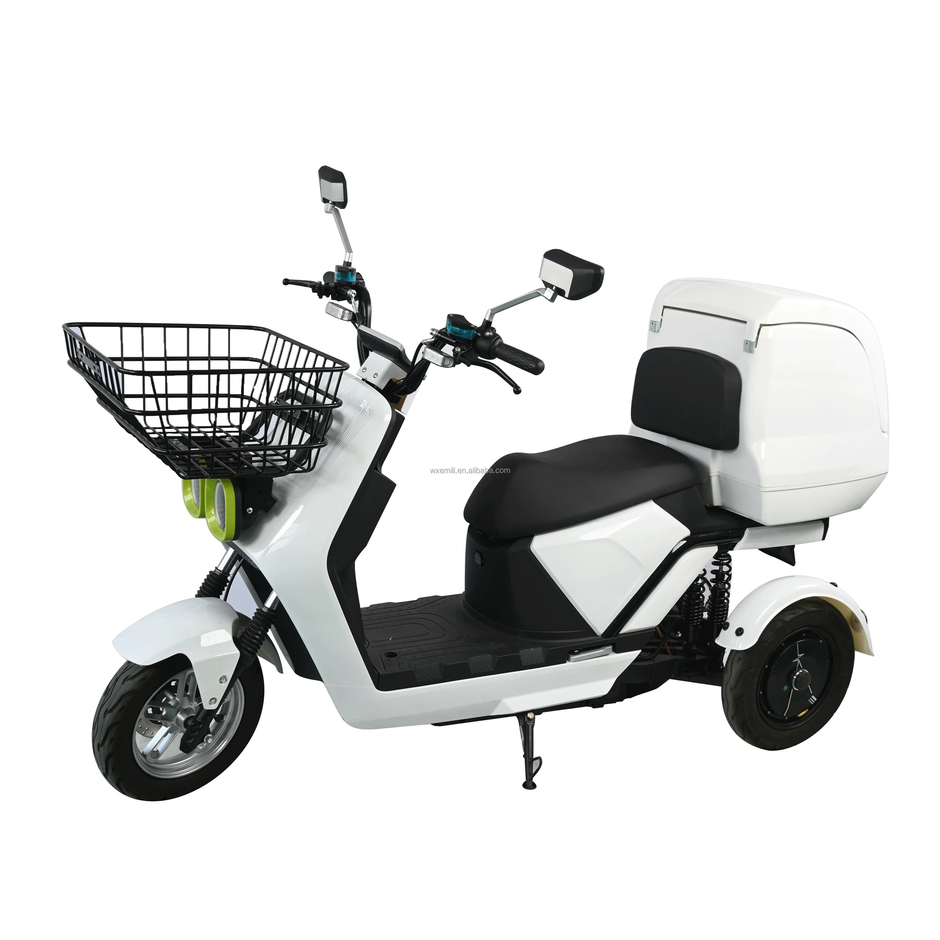 

STLF High Quality Large Basket Dual Hub Motors 1000W Electric Swing Tricycle Scooter With Large Rear Box 3 Wheel