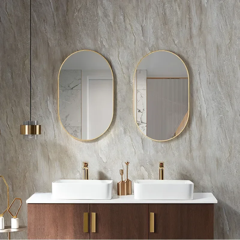 Bathroom Waterproof Wall Mounted Anti Fog Mirror Oval Vanity Smart Backlit Touch Control Makeup Mirrors