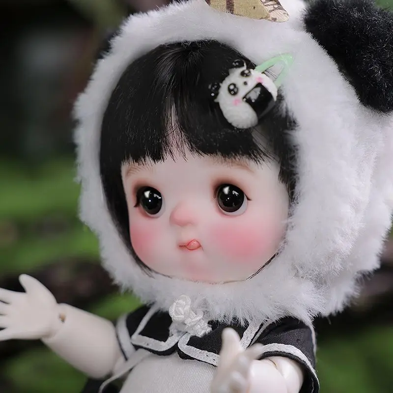 BJD 8 Cent Doll Figure Doll Panda Hat Full Set 18cm Height Birthday Gift New Product