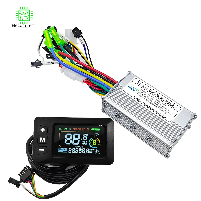 

24V 36V 48V 250W 350W E-bike Brushless Motor Universal Controller G51 Color LCD Display Set for Electric Scooter Bike Repair