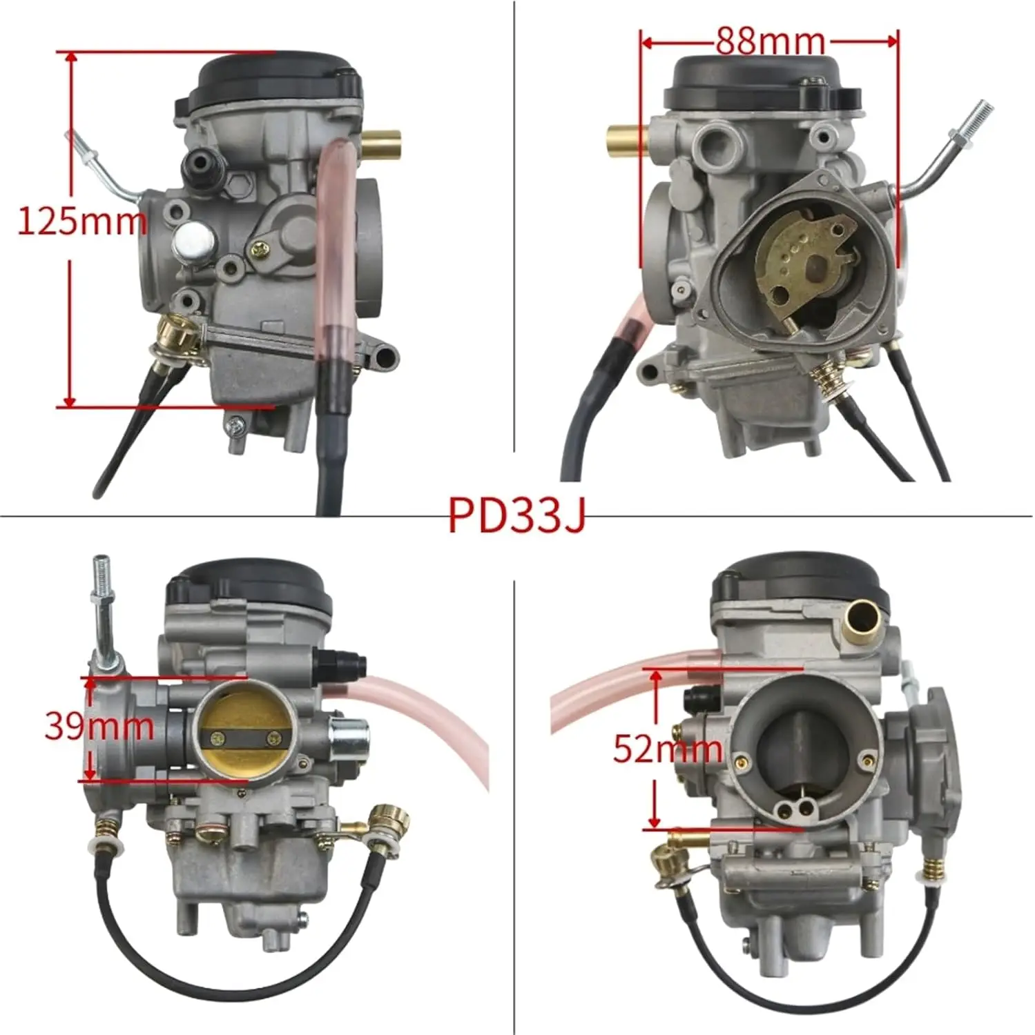 PD33J Compatible for Yamaha YFM250 YFM350 YFM400 YFM450 Grizzly 350 400 450 Kodiak Big Bear 400 450 2WD 4X4 ATV Motorcycle Carbu