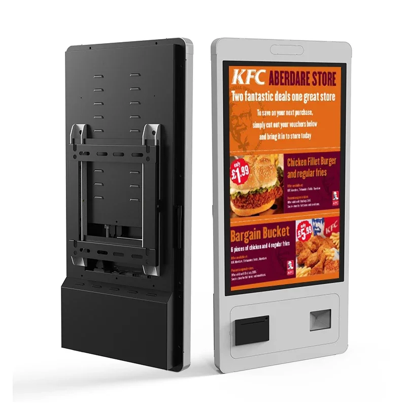 Touchscreen 21.5 23.8 Inch Blank Restaurant Menu Hotel Self Service Ordering Kiosk Service with Card Reader QR Scanner