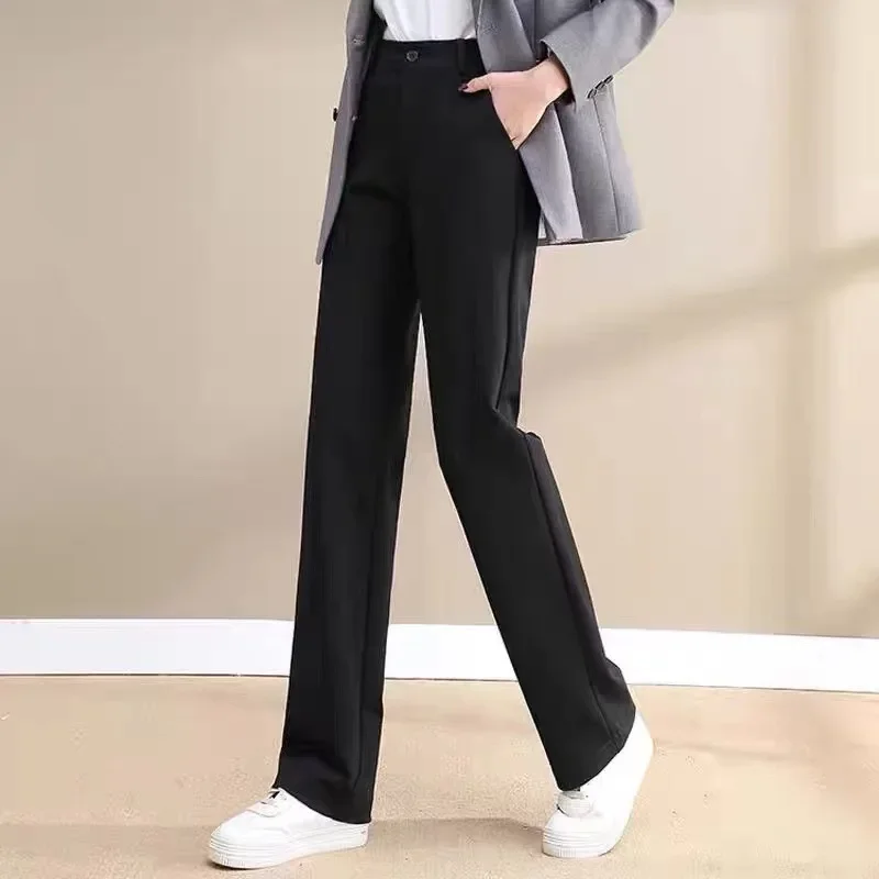 Blacksuit المرأة السراويل مستقيمة الساق جرس قيعان السراويل الدخان أنبوب السراويل صغيرتي المرأة المهنية #4