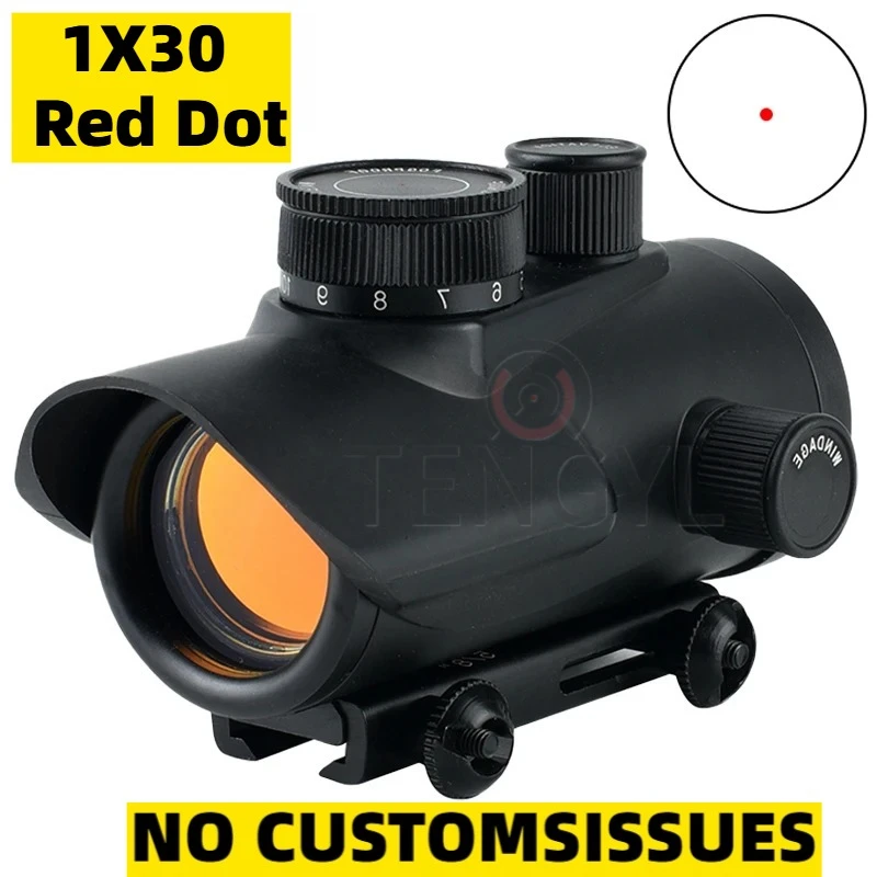 

1x30 Red Dot Reflex Sight Tactical Optical Rifle Holographic Outdoors Hunting High-definition Positioning Mirror 16mm Rail Mount