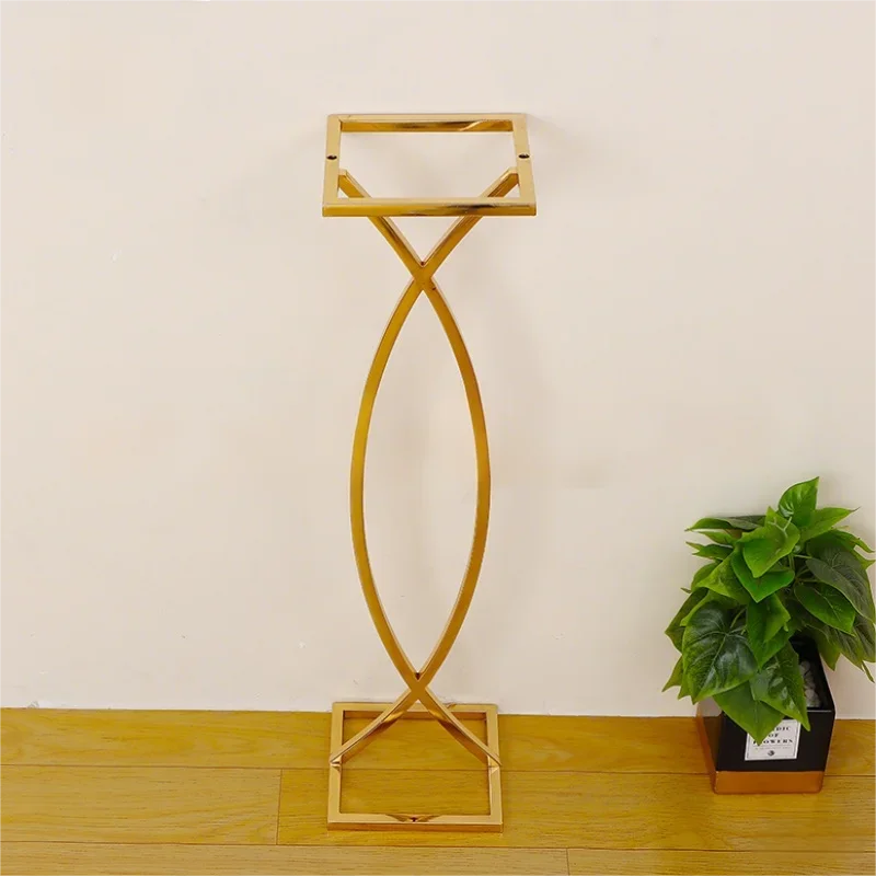 10 Stück Gold Metall Kreuz Blumenständer Hochzeitsgang Blumensäule Tischdekoration Vase Geometrischer Halter für Gang und Kirche – Detail 5