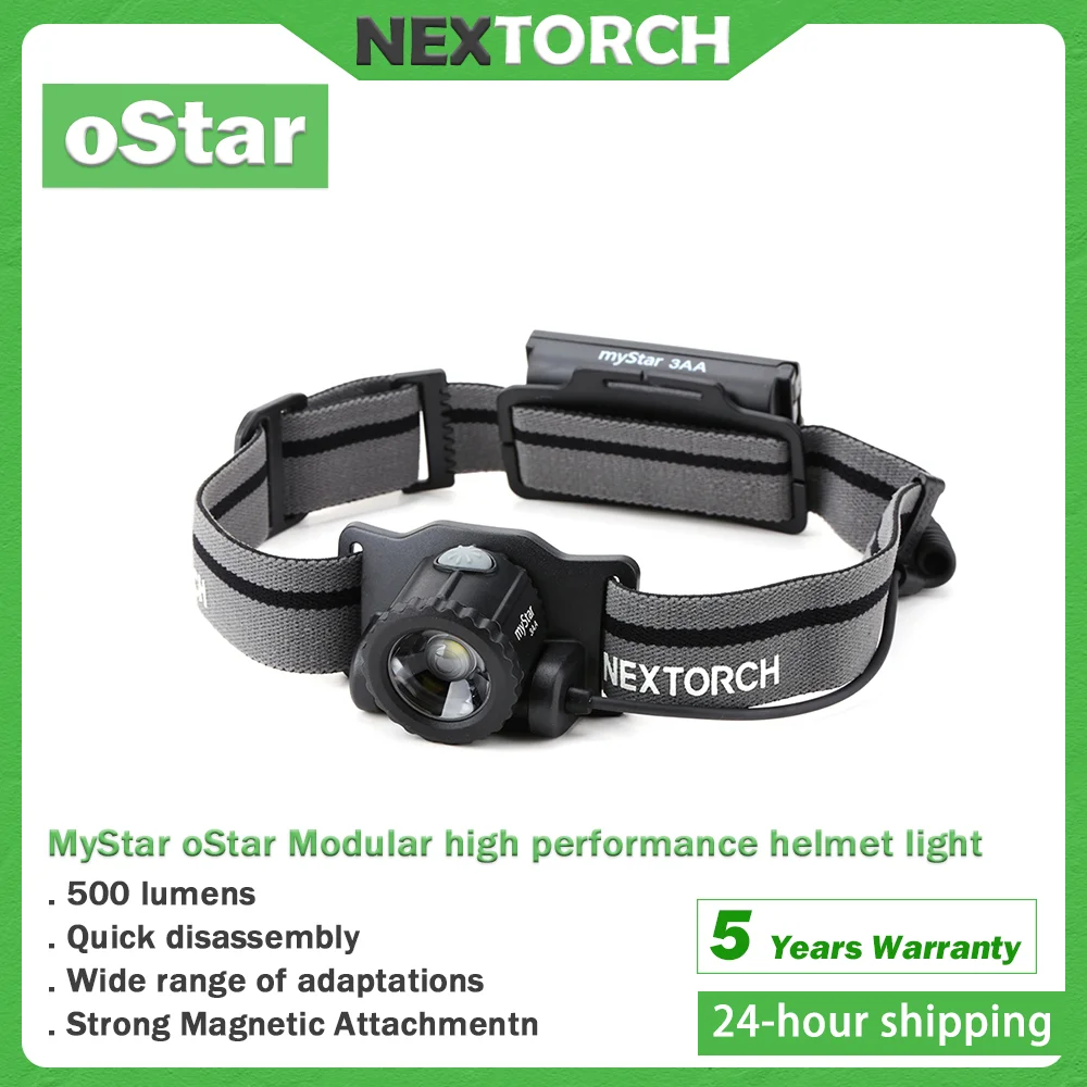 NEXTORCH oStar 500 lumen LED headlamp High-performance helmet light, NVG interface, quick release, strong magnetic attachment