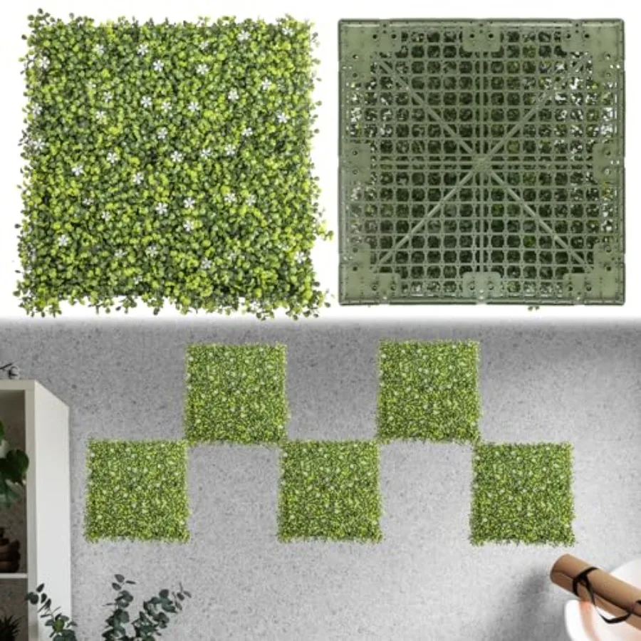 

26PCS Artificial Grass Wall Panel Backdrop 18 x 18 Green Indoor Outdoor Privacy Screen for Wall Decoration