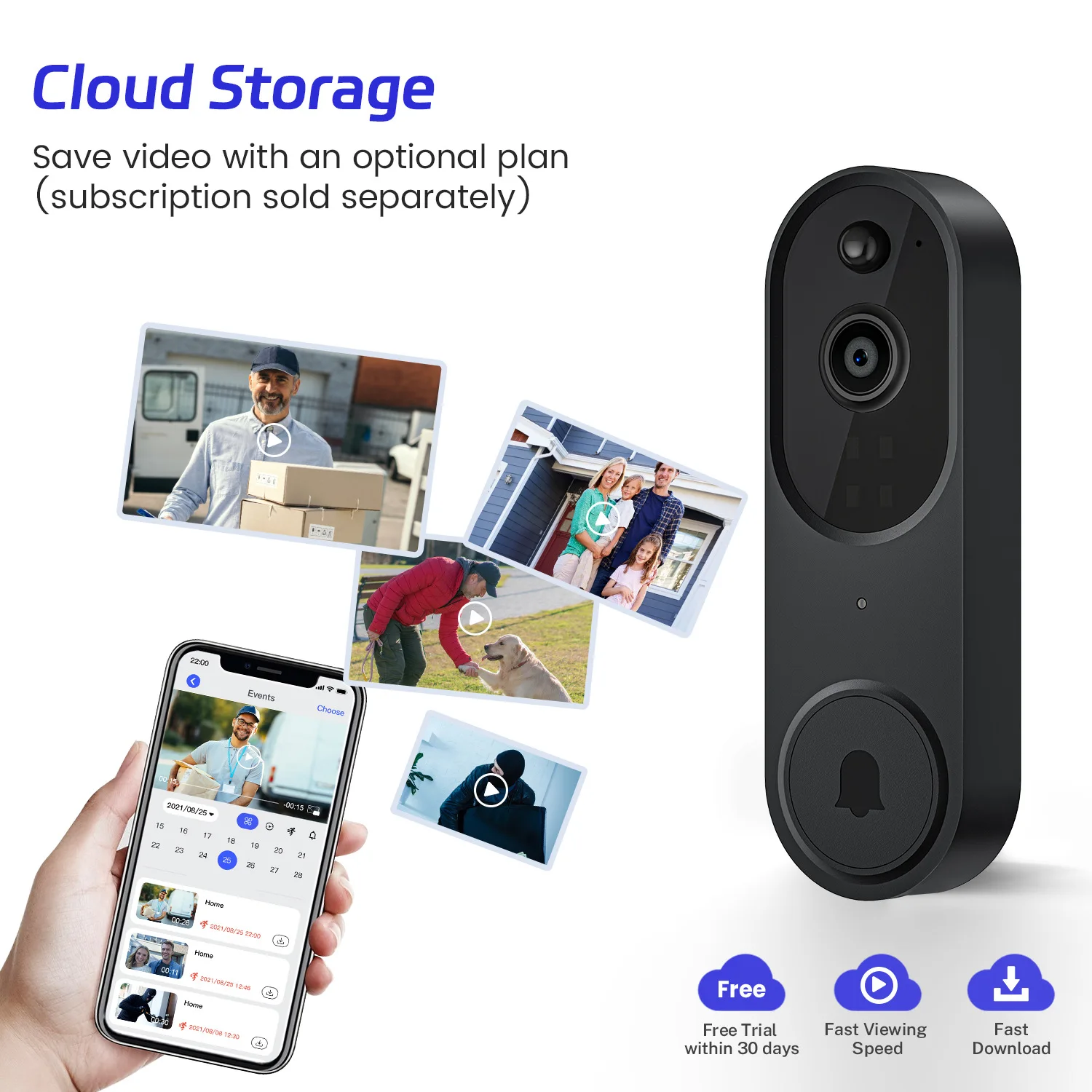 Video Doorbell Camera Wireless Voice Intercom Monitoring Wifi High Definition Night Vision Smart Doorbell Electronic Cat Eye
