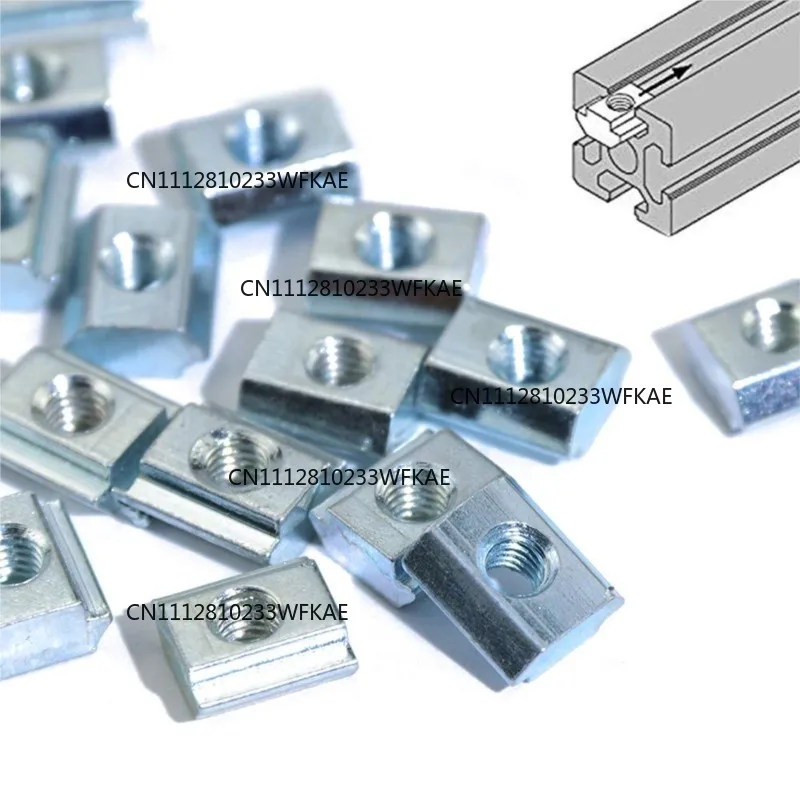 100pcs/set 2020 M3 M4 M5 T Slide Nut  Fastener Galvanized T-Slot Nuts for 20 Series Aluminum Extrusion Profile