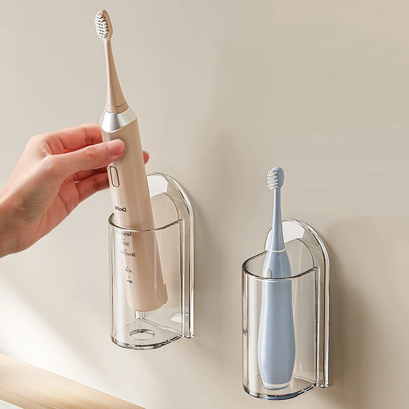 Toothbrush Holder Transparent Plastic Wall Mounted Electric Toothbrush Storage Rack for Convenient Charging in the Bathroom