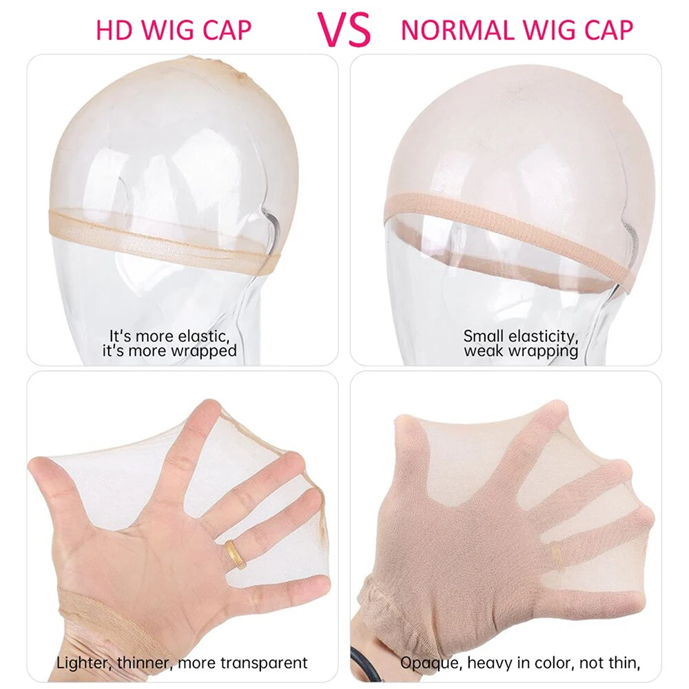 Wig Cap HD 10 buah untuk Wig memakai tidak terlihat transparan sutra melar Wig topi aksesoris jaring rambut untuk wanita