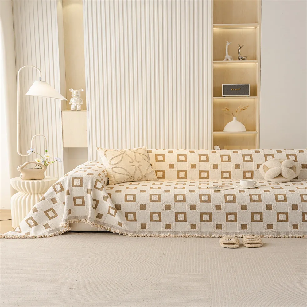 

Чехол для дивана во французском стиле, легкая роскошная полусторонняя бархатная подушка для дивана, осенне-зимнее цельное полотенце для дивана Ins Advanced Sense