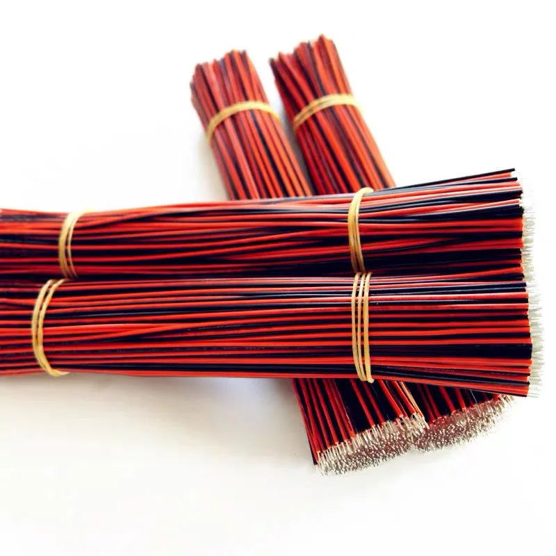 10cm 길이의 24AWG 양단 주석 도금 2468 빨간색-검은색 병렬 전자 연결 와이어 100개
