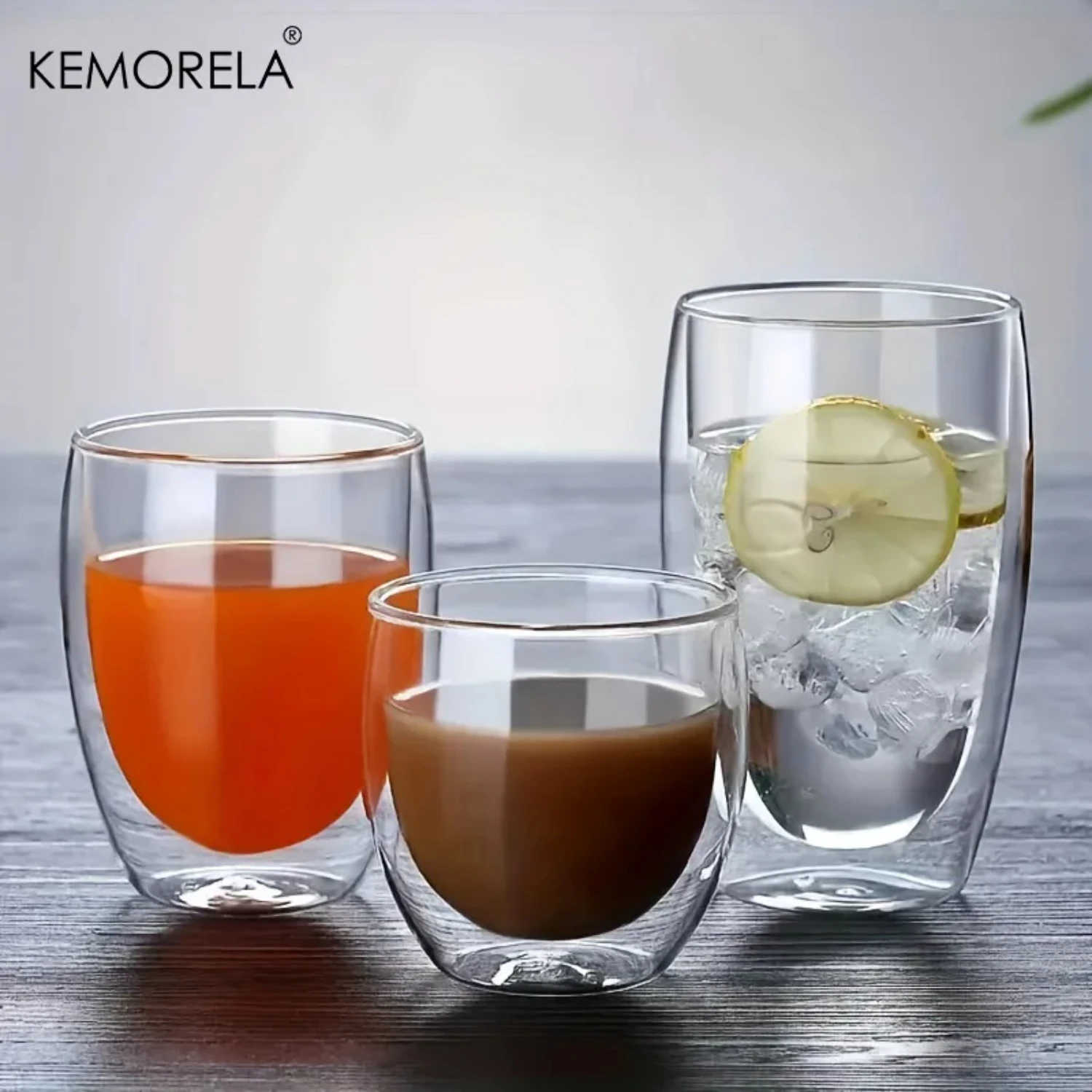 Double Wall Glass Coffee Cups - Set of 2, Heat Resistant 80/250/350/450ML Glass Mugs with Double Layer for Juice, Milk, Wine, an