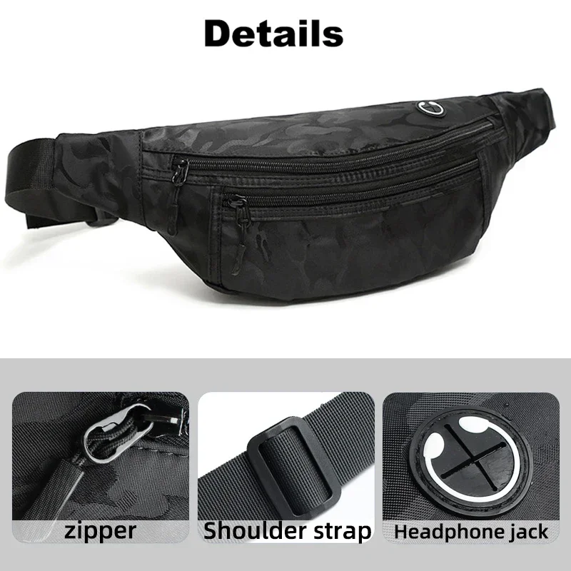 New Man Belt Pouch Multifuctional Waterproof Casual Waist Bag For Men 7.9 Inch iPad Male Fanny Pack Sling Bag For Outdoor Sports