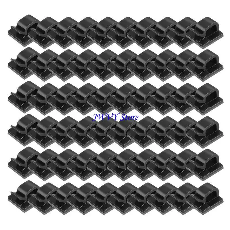 573A Pack of 60 Cable Clips with Strong Self-Adhesive Cable Management Wire Holder