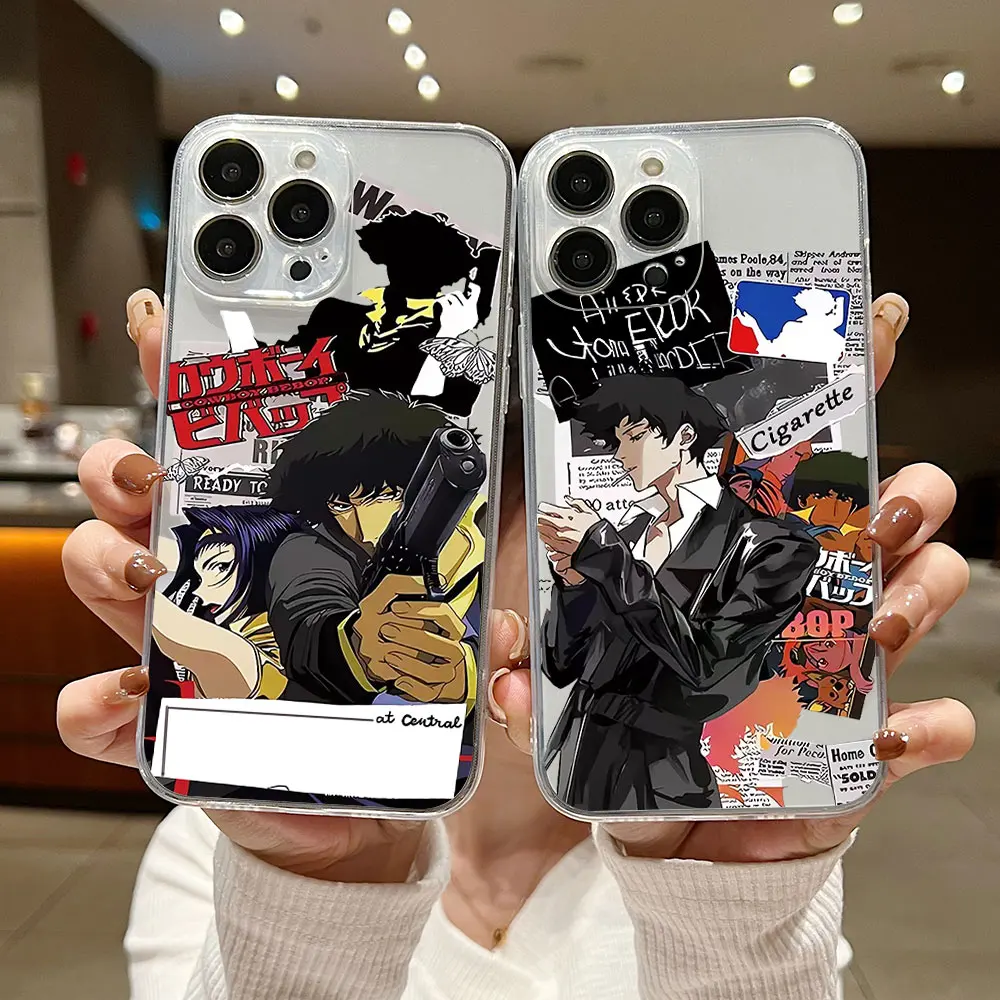 Anime Cowboy Bebop Phone Case For iPhone 15 14 13 12 11 Mini Pro Max X XR XSMax 6S 6 7 8 Plus SE20 Transparent Cover