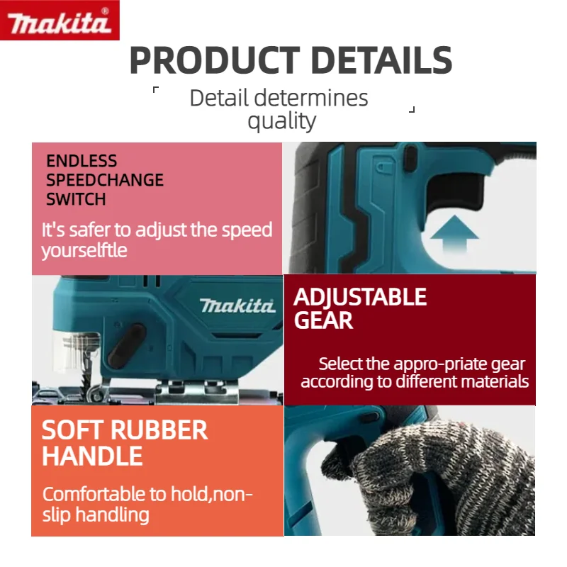 마키타 DJV182 무선 배럴 핸들 직소 브러시리스 340W 직소 전기톱 목재/플라스틱/금속 절단 공구용