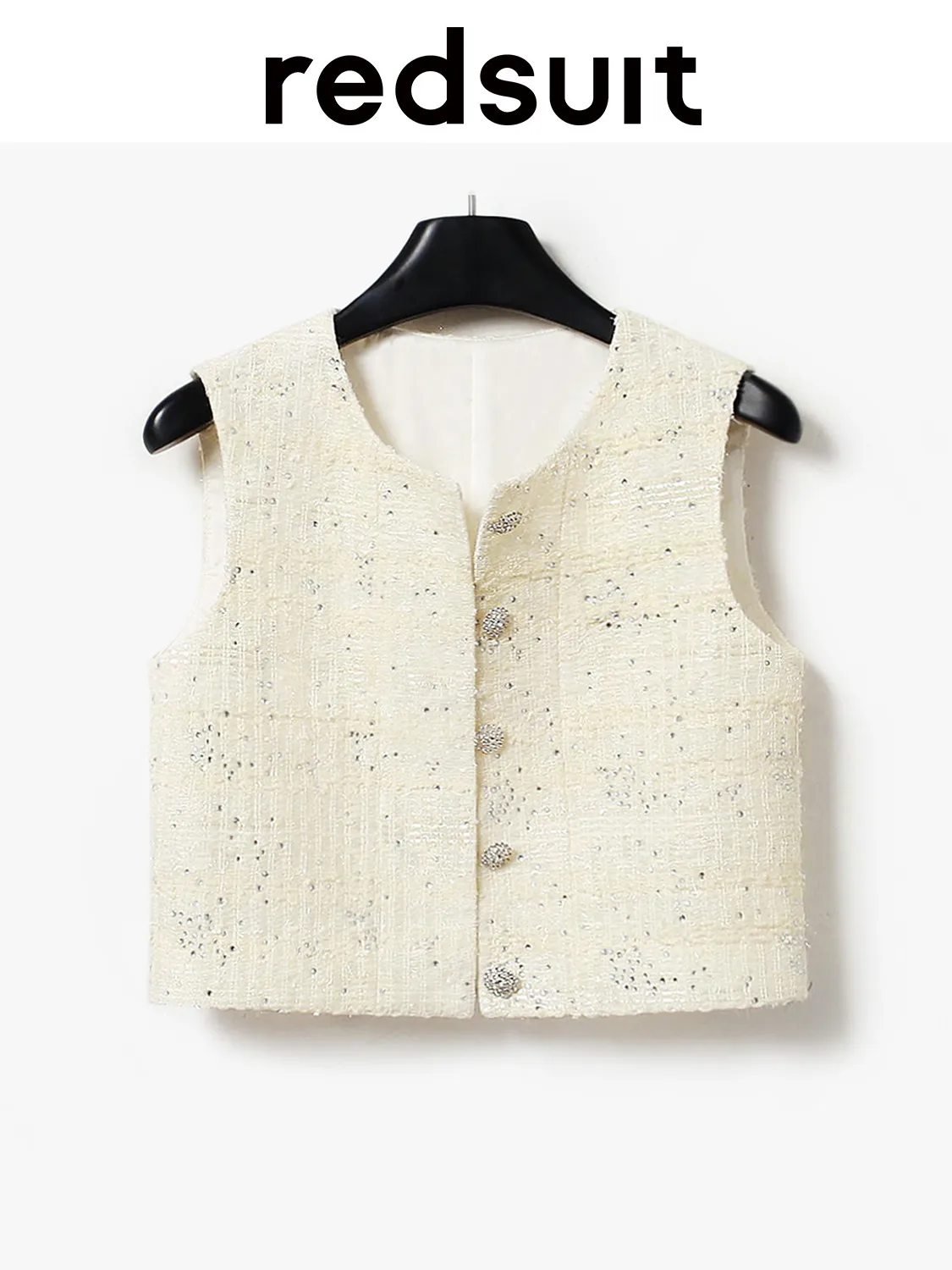 New Gorgeous Heavy Industry Sticky Diamond Lightweight Floral Yellow Vest Versatile Short Top Custom size