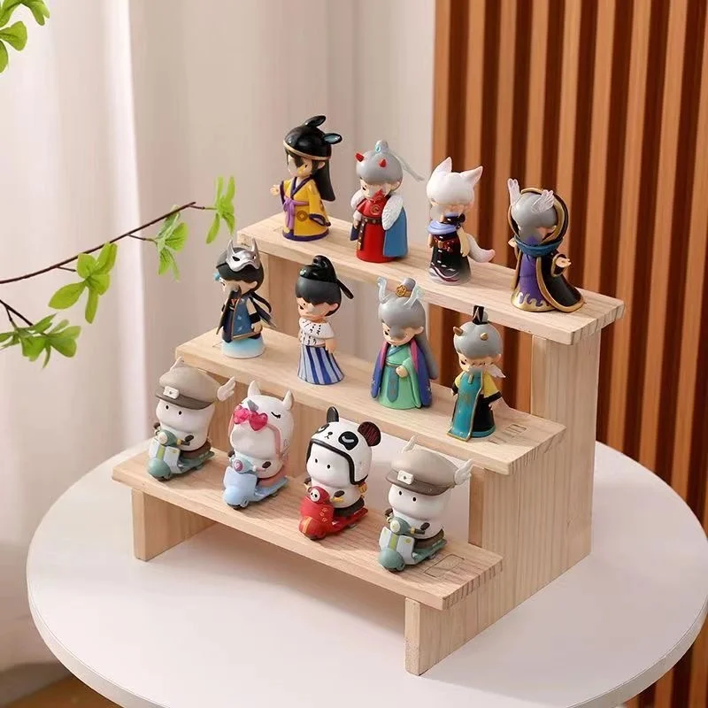 2-5 Tiers Wooden Display Rack Cosmetic Perfume Display Stand Doll Toys Stepped Desk Storage Home Desktop Organization