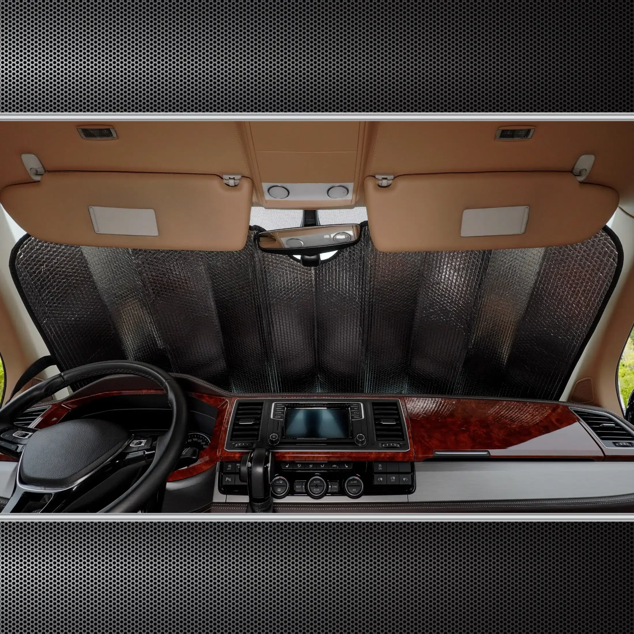 ペット愛好家のための足跡車サンシェード特大63インチx28.5インチアコーディオン折りたたみヒートブロッカーユニバーサルフロントガラス