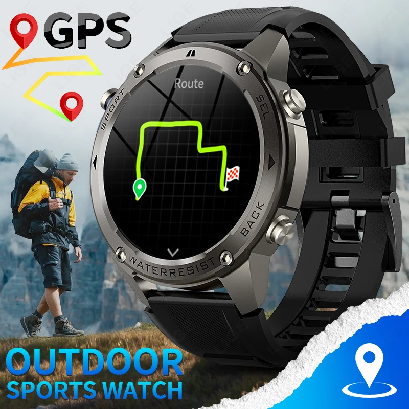 

LIGE GPS Positioning Smart Watch Men 1.43'' AMOLED Screen 5ATM Waterproof Watches Bluetooth Call Outdoor Sports Smartwatch 2025