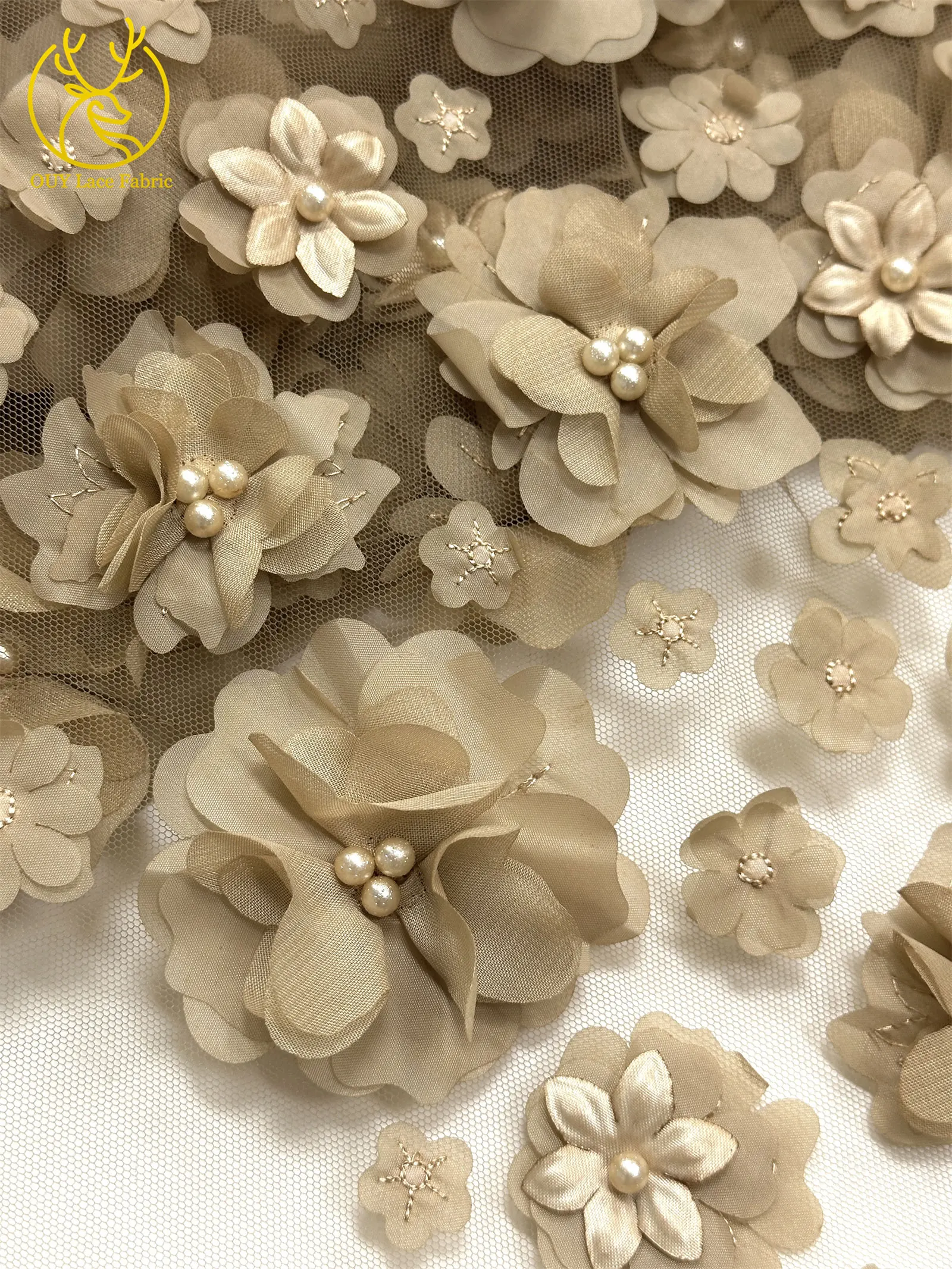 3D Französische Blumenperlen-Spitze 2026 Afrikanische Pailletten-Spitze Nigerianischer Tüll-Netzstoff für Hochzeitskleider 5 Yards – Detail 19