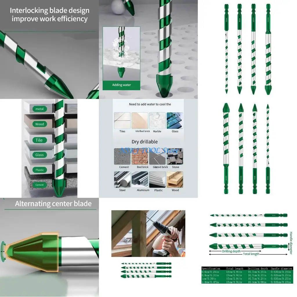 

L8RC High Hardness Eccentric Drill Drilling 6/8/10/12mm Glass Tile Drill Bit