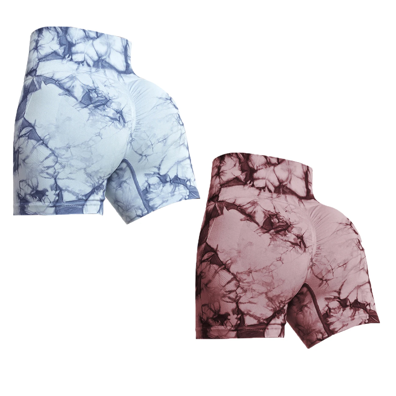 2/4Piece Tie Dye Sexy Push Up Shorts Woman Seamless Fitness Summer Athletic Shorts High Waist