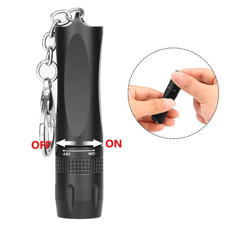 New T6 Strong Light Flashlight Aluminum Alloy Handheld Mini Portable Buckle Emergency Light LED Rechargeable Torch Outdoor