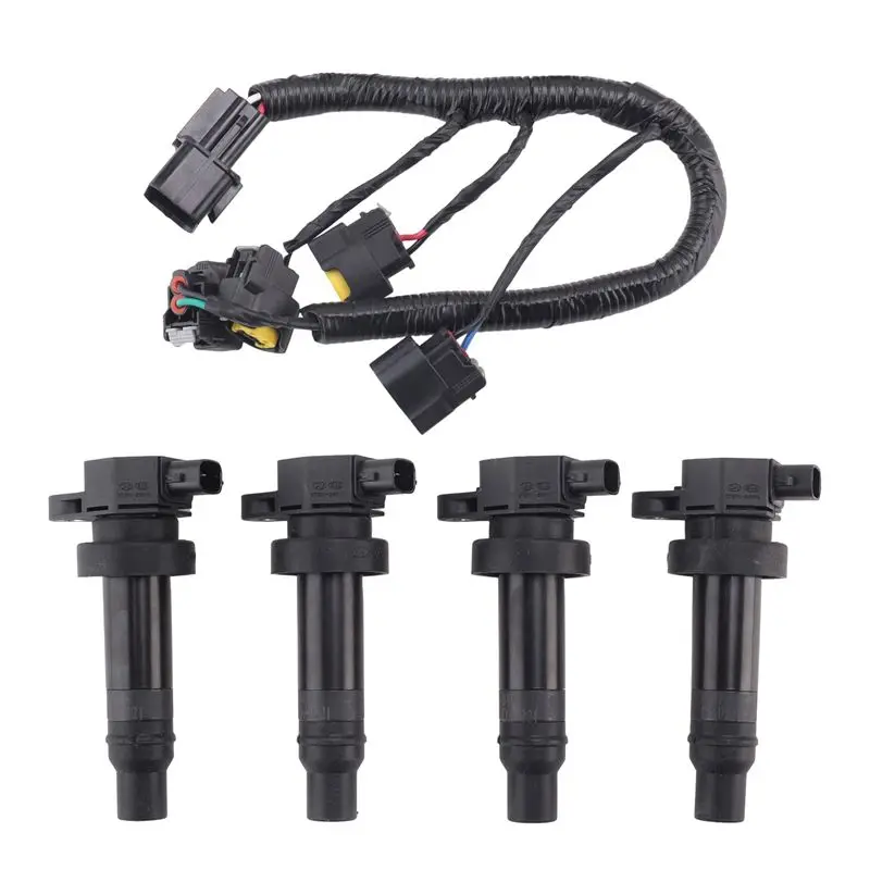 

4Pcs Car Accessories Ignition Coil With Line High Performance Coil Assembly Fit For Elantra IX35 IX20 I30 Kia Soul Ceed